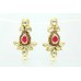 Fashion white Crystal Polki red stone bridal jewelry Pendant earring Gold Plated